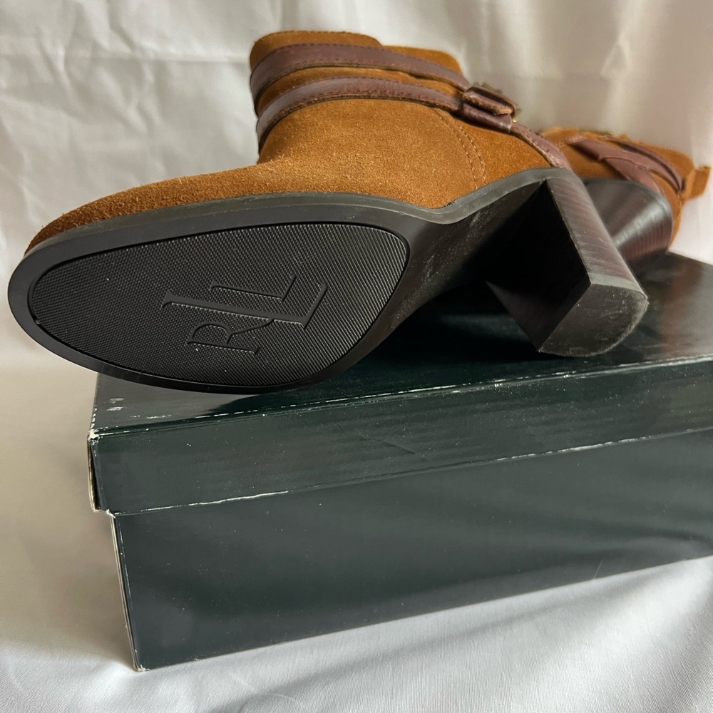Lauren Ralph Lauren Brown Suede Ankle Booties - Picture 6 of 9